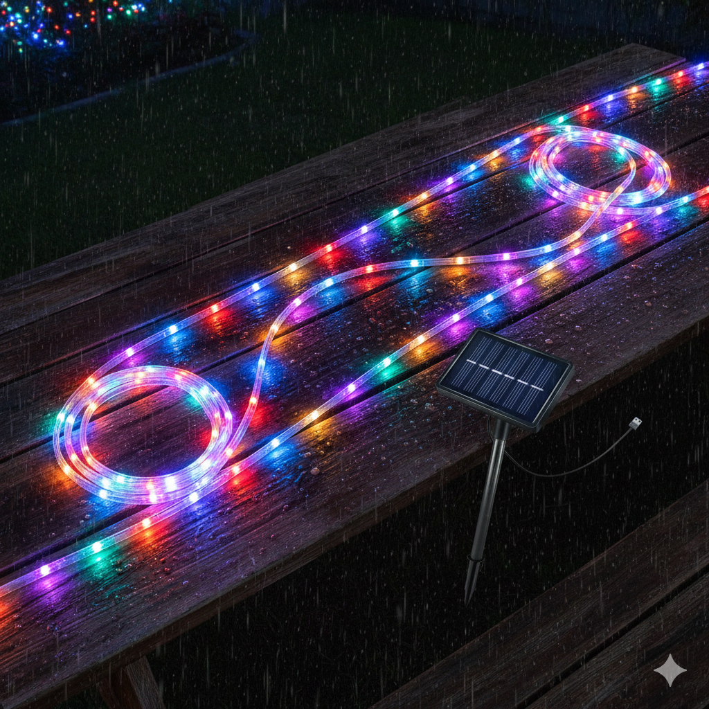 Luces para exterios estilo manguera de 10 metros con panel solar