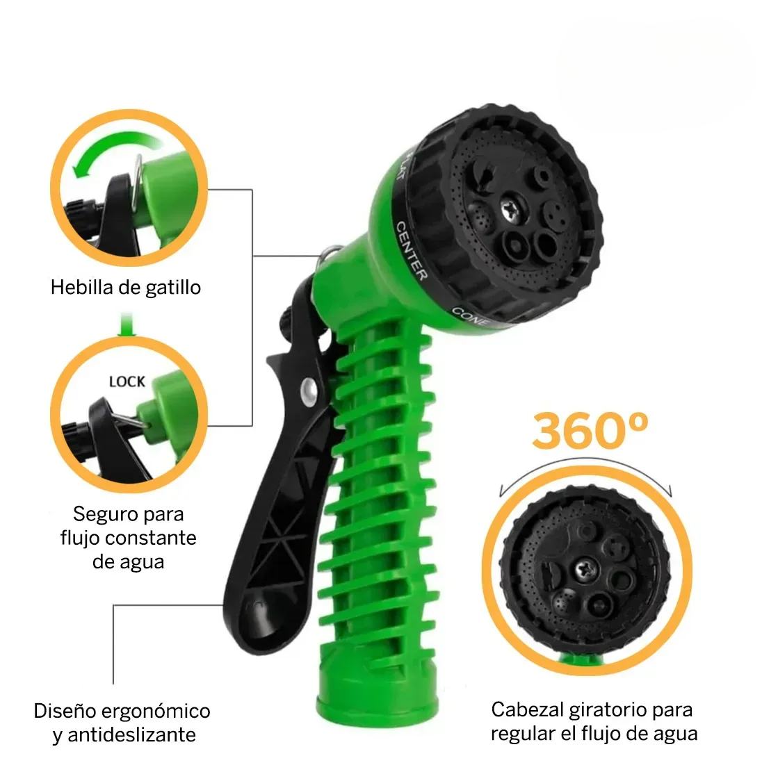 Manguera Expandible 30 Metros Magic Hose + Pistola 7 Chorros