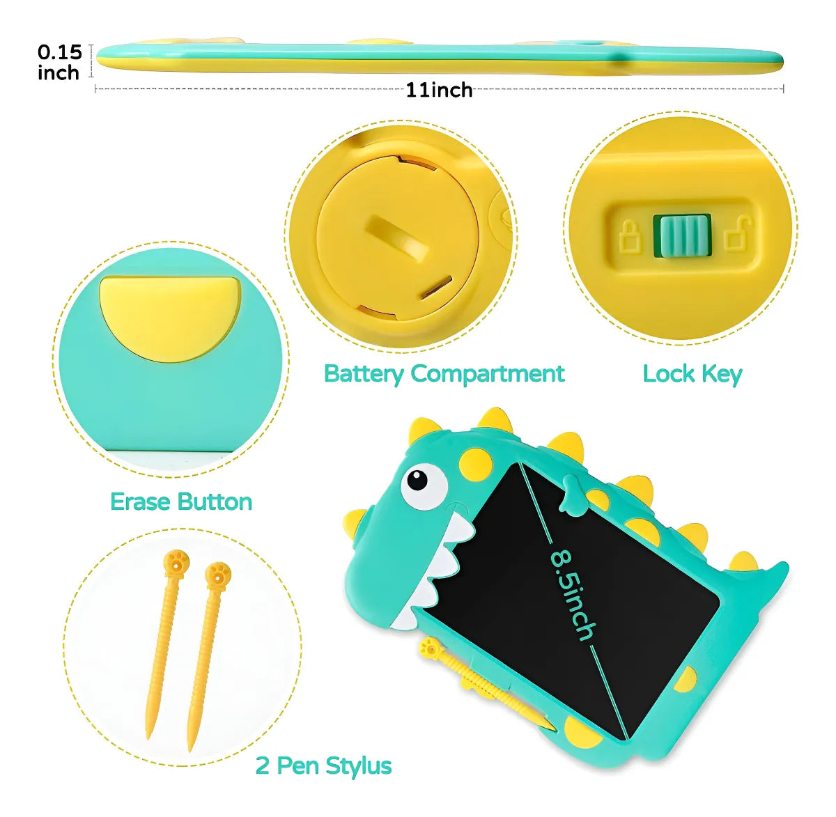 Pizarra Magica LCD Multicolor 8" Dinosaurio