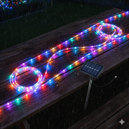 Luces para exterios estilo manguera de 10 metros con panel solar