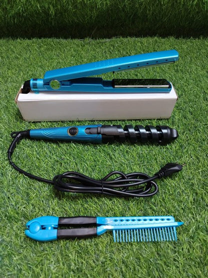 COMBO TITANIUM DE PLANCHA, RIZADOR Y CEPILLO