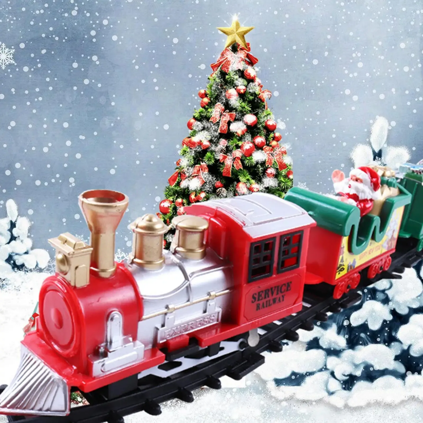 Tren navideño con luz y música