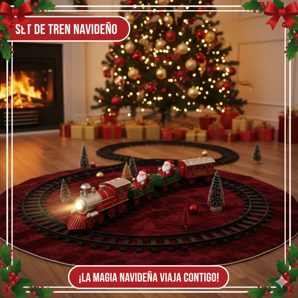 Tren navideño con luz y música