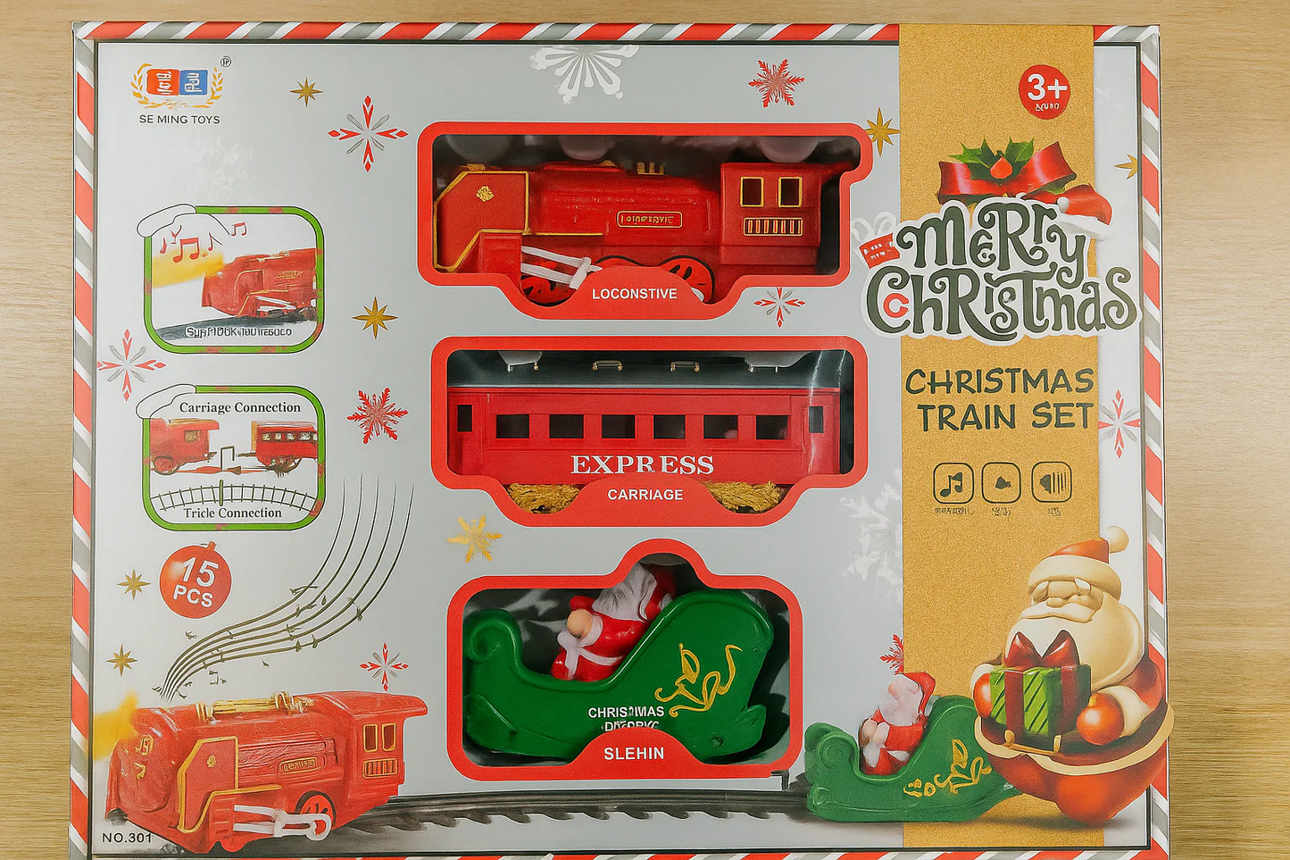 Tren navideño con luz y música